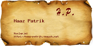 Haaz Patrik névjegykártya